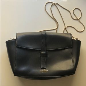 Kate Spade Black Leather Crossbody w Gold Strap